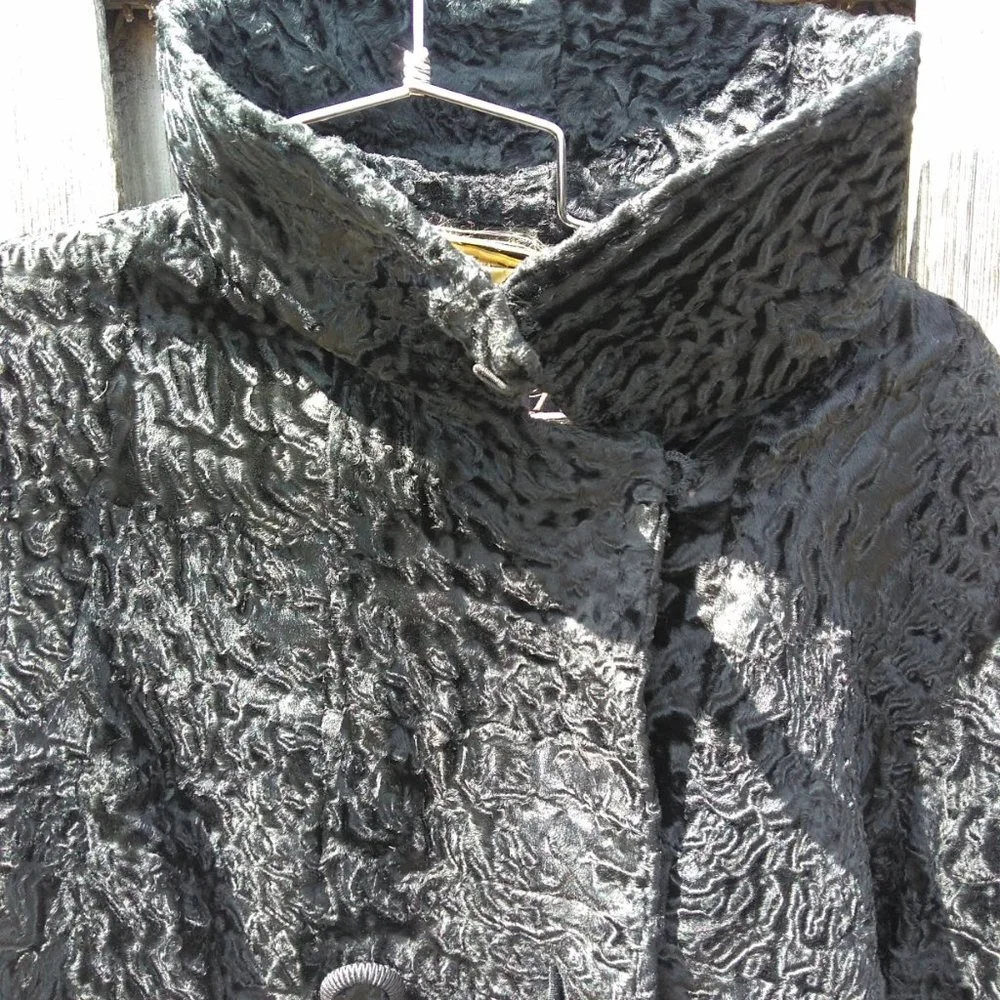 Vintage black persian lamb cropped cocktail jacket 3/4 sleeves